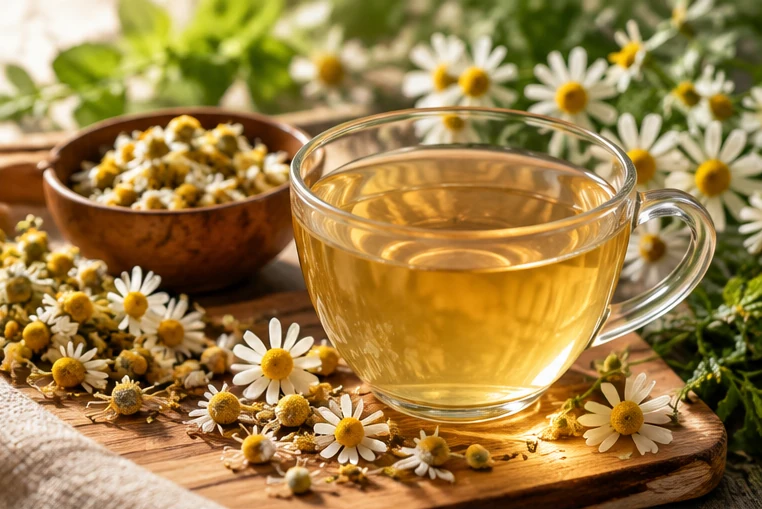 AI-generated editorial tea scene representing Evening & sleep