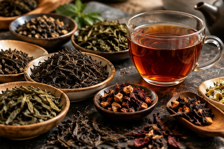 AI-generated editorial tea scene representing 101 teas to explore